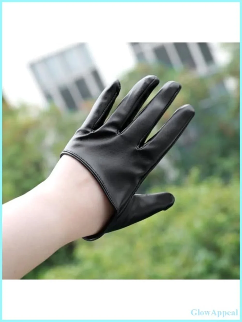 Black PU Leather Half Finger Gloves for Dance, Driving & Cosplay